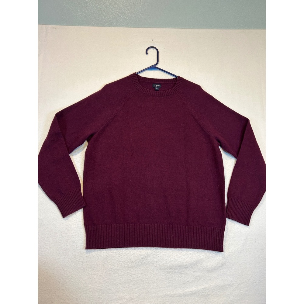 J.Crew Mens ReImagined Lambswool Blend Raglan Crewneck Sweater Burgundy XL AA027